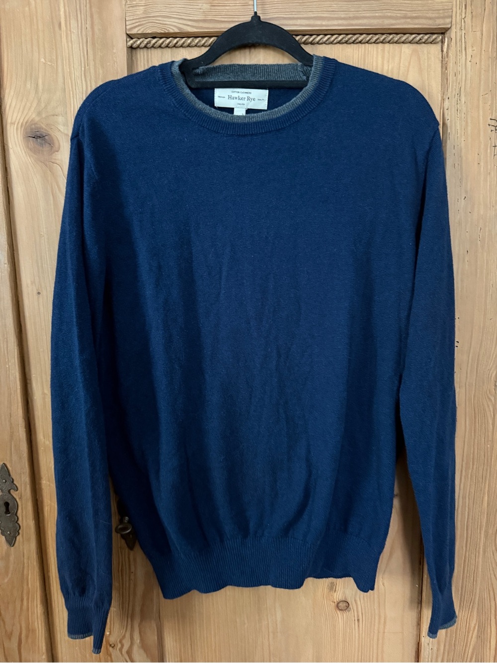 Hawker Rye Men's Navy Cashmere Crewneck Sweater